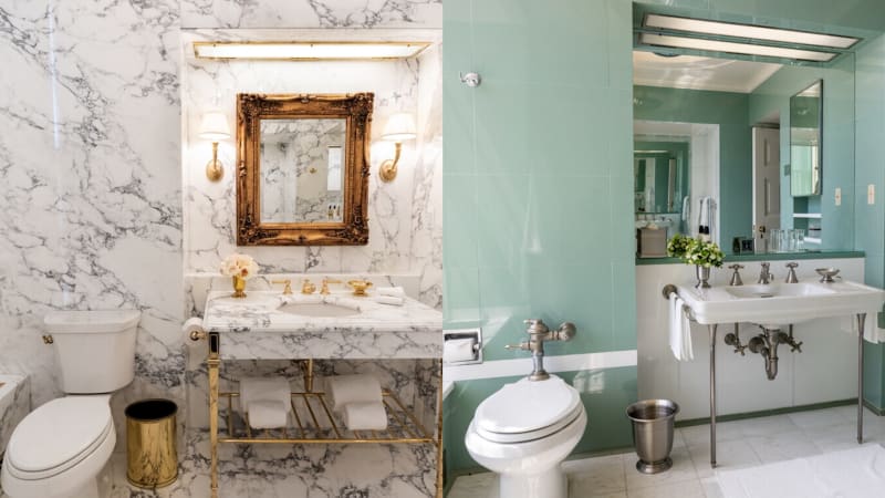 Trumpovi se nelíbila koupelna v Bílém domě. Nechal ji obložit mramorem a zlatem, ukazují fotky